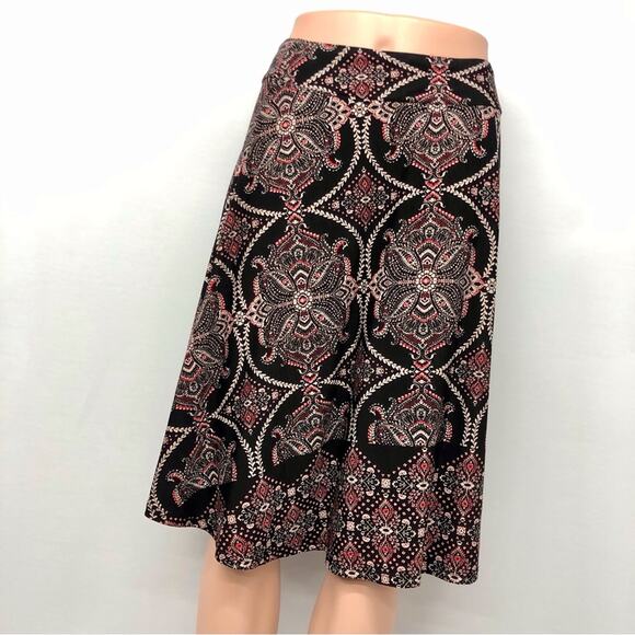 Reneec Flare A LIne Brown Orange Cream Paisley Skirt Fully Lined Banded Waist - Picture 11 of 16